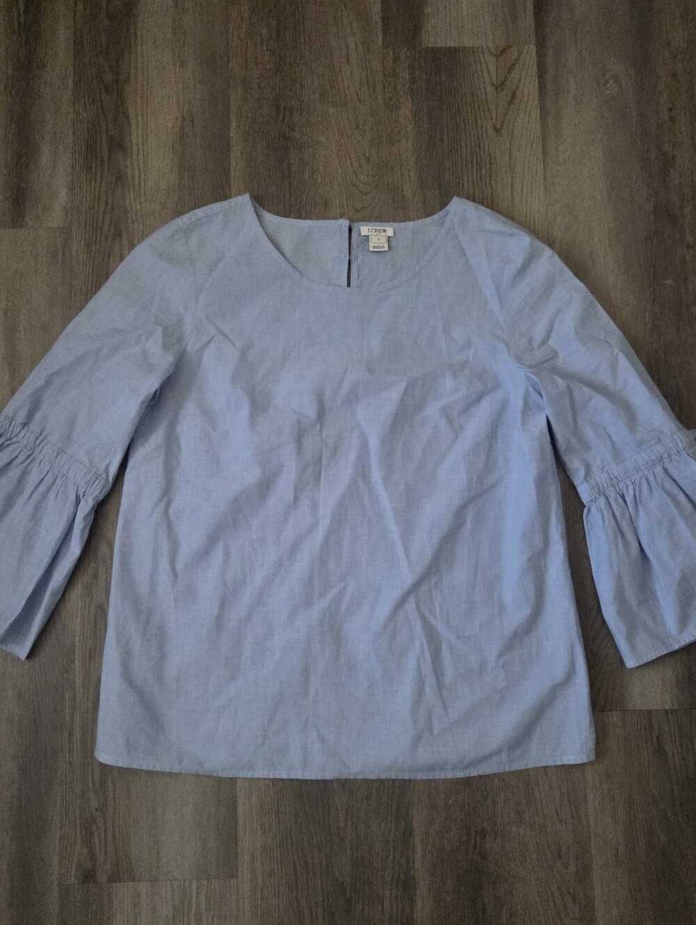 J Crew Factory Small Blue Casual Stylish Blouse Office Workwear Bell Sleeve